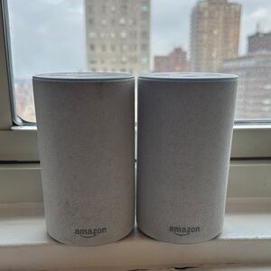 Amazon Echo Smart Speakers with Alexa - Light Gray - set of 2